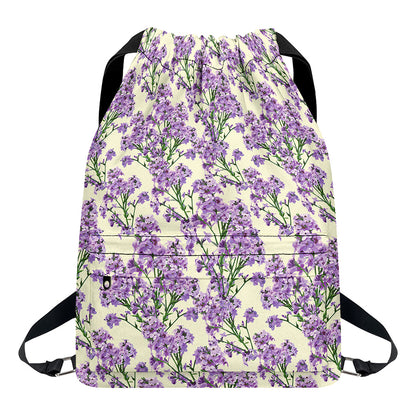 Watercolor Lavender Pattern Print Drawstring Backpack