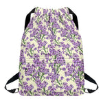 Watercolor Lavender Pattern Print Drawstring Backpack