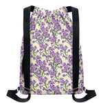Watercolor Lavender Pattern Print Drawstring Backpack