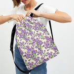 Watercolor Lavender Pattern Print Drawstring Backpack