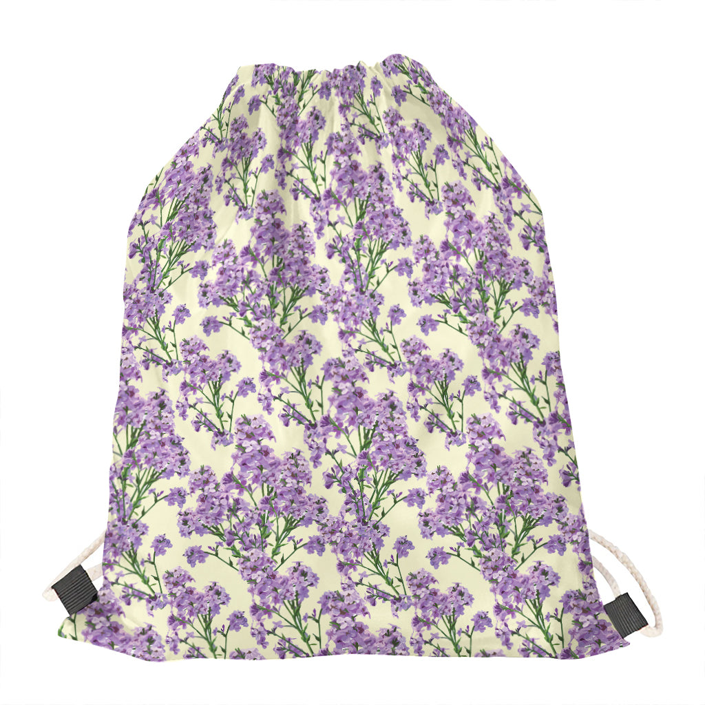 Watercolor Lavender Pattern Print Drawstring Bag