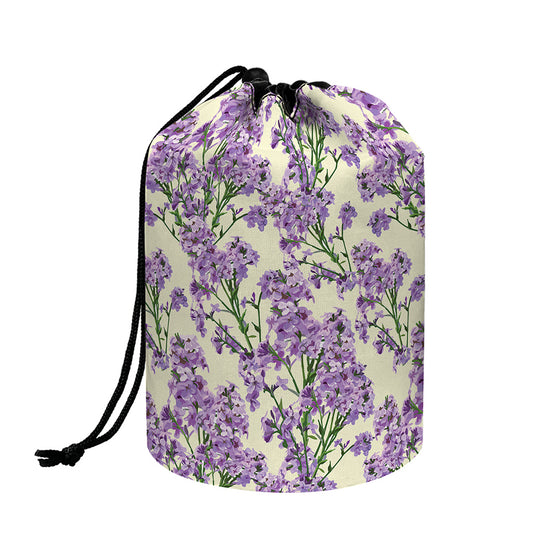 Watercolor Lavender Pattern Print Drawstring Makeup Bag