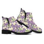 Watercolor Lavender Pattern Print Flat Ankle Boots