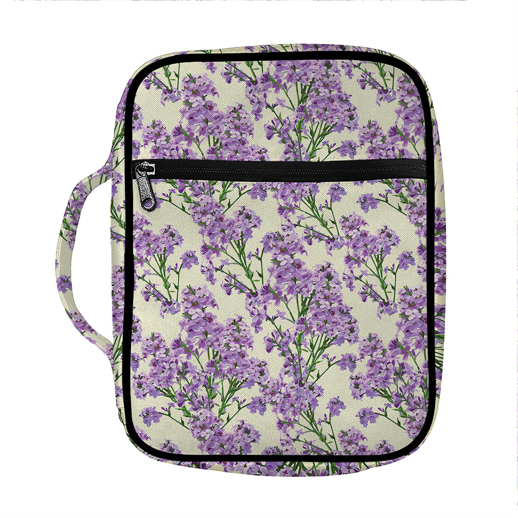 Watercolor Lavender Pattern Print Front Pocket Bible Bag