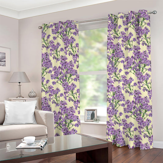 Watercolor Lavender Pattern Print Grommet Curtains