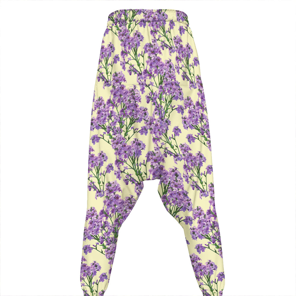 Watercolor Lavender Pattern Print Hammer Pants