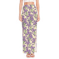 Watercolor Lavender Pattern Print High Slit Maxi Skirt