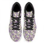 Watercolor Lavender Pattern Print High Top Leather Sneakers
