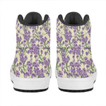 Watercolor Lavender Pattern Print High Top Leather Sneakers