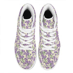 Watercolor Lavender Pattern Print High Top Leather Sneakers