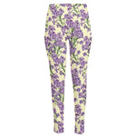 Watercolor Lavender Pattern Print High-Waisted Pocket Leggings