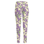 Watercolor Lavender Pattern Print High-Waisted Pocket Leggings