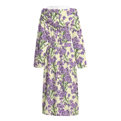 Watercolor Lavender Pattern Print Hooded Bathrobe