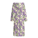 Watercolor Lavender Pattern Print Hooded Bathrobe