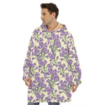 Watercolor Lavender Pattern Print Hoodie Blanket
