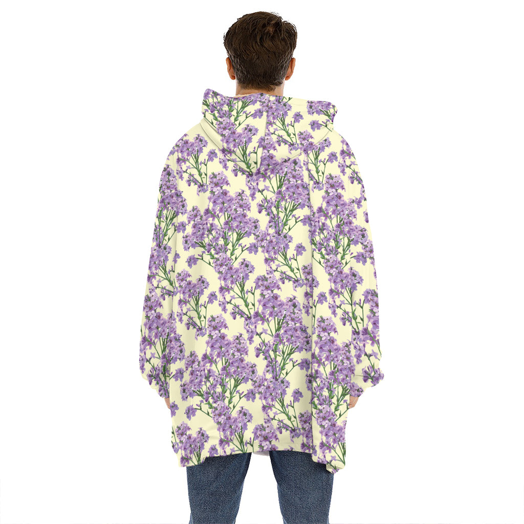 Watercolor Lavender Pattern Print Hoodie Blanket
