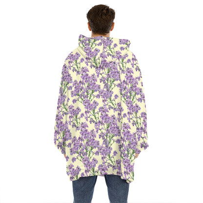 Watercolor Lavender Pattern Print Hoodie Blanket