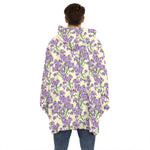 Watercolor Lavender Pattern Print Hoodie Blanket