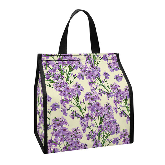 Watercolor Lavender Pattern Print Insulated Lunch Tote