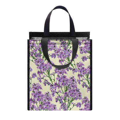 Watercolor Lavender Pattern Print Insulated Lunch Tote