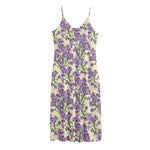Watercolor Lavender Pattern Print Jersey Midi Cami Dress