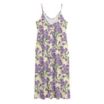 Watercolor Lavender Pattern Print Jersey Midi Cami Dress