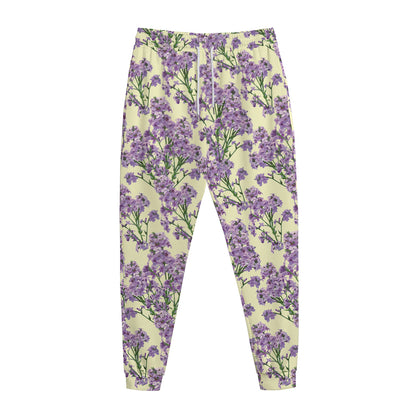 Watercolor Lavender Pattern Print Jogger Pants