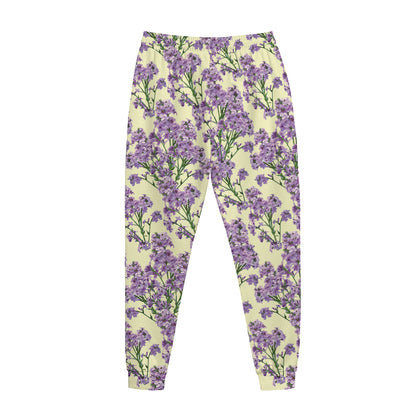 Watercolor Lavender Pattern Print Jogger Pants