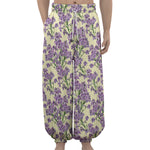 Watercolor Lavender Pattern Print Lantern Pants