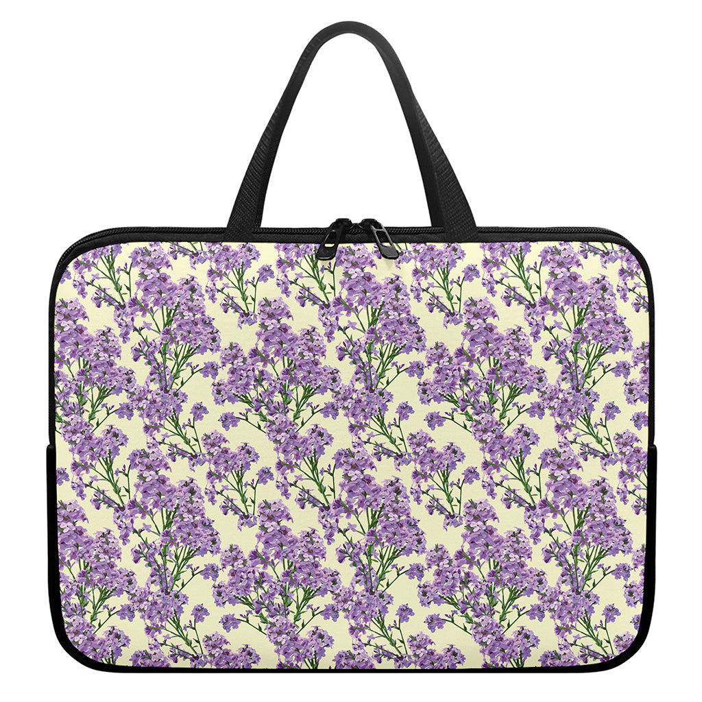 Watercolor Lavender Pattern Print Laptop Sleeve With Handle