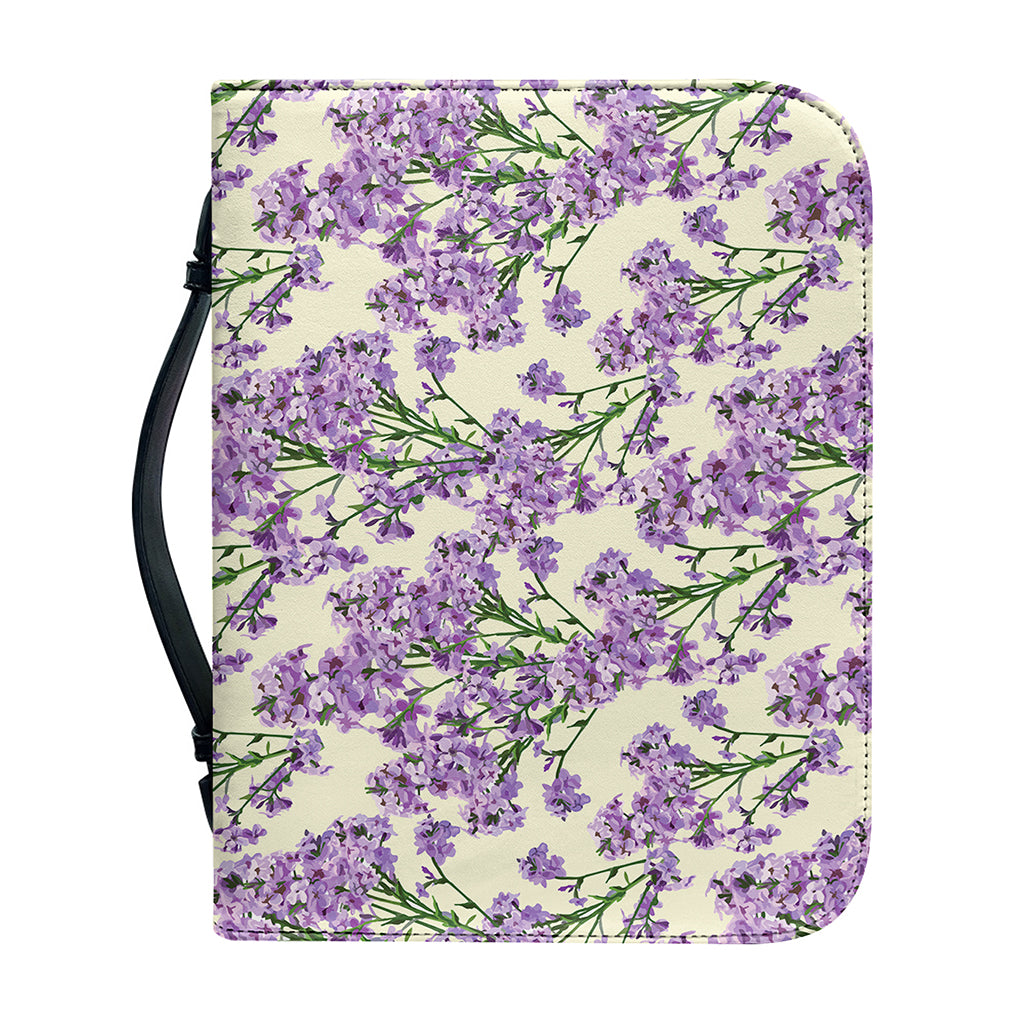 Watercolor Lavender Pattern Print Leather Bible Cover