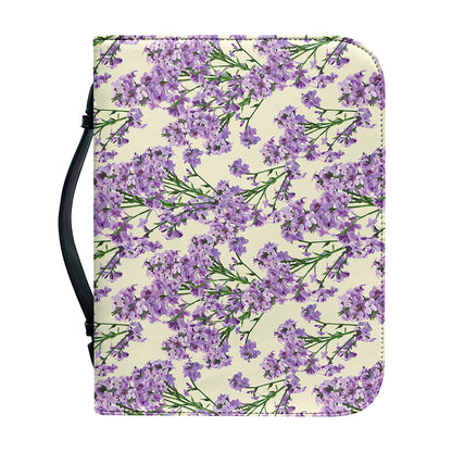 Watercolor Lavender Pattern Print Leather Bible Cover