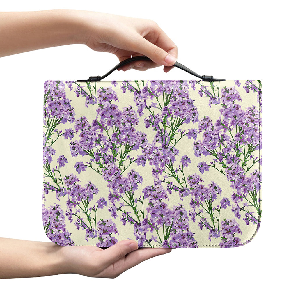 Watercolor Lavender Pattern Print Leather Bible Cover