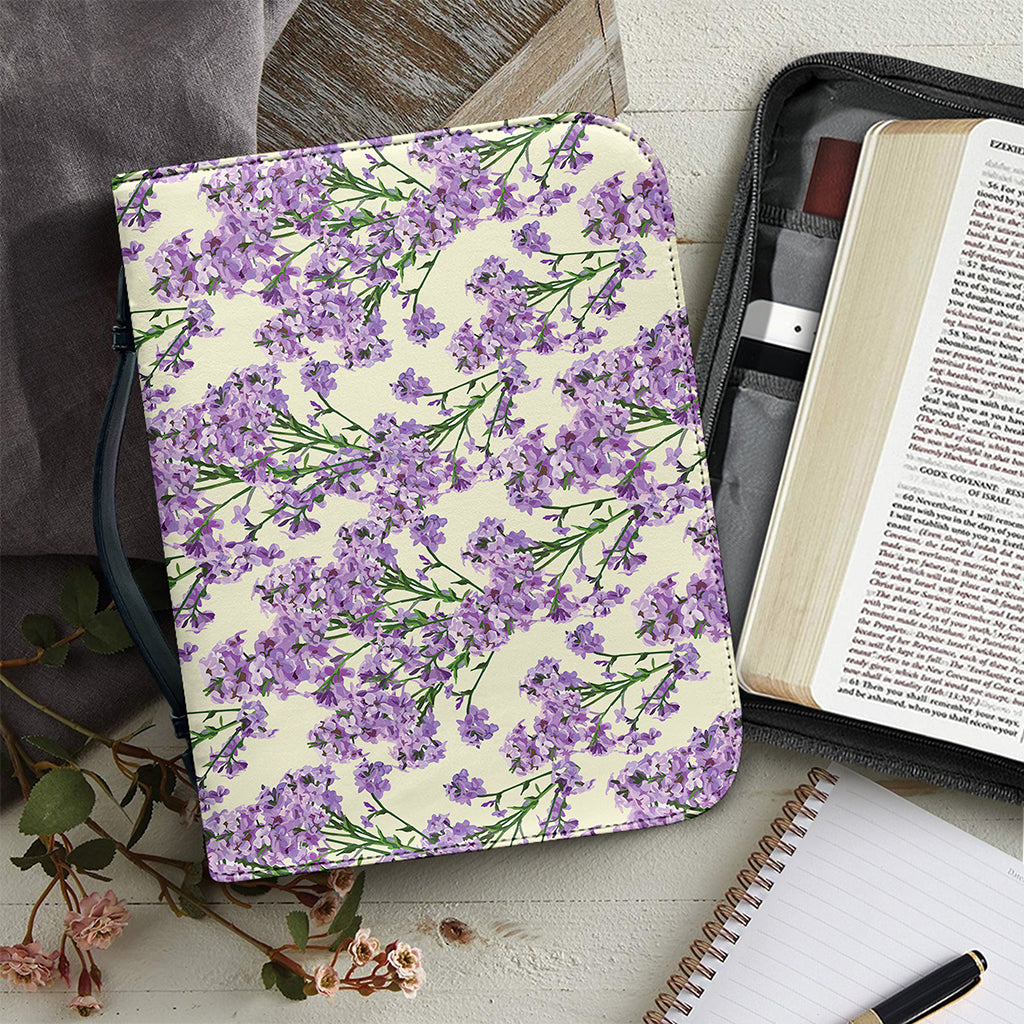 Watercolor Lavender Pattern Print Leather Bible Cover