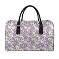 Watercolor Lavender Pattern Print Leather Duffel Bag