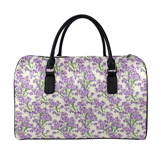 Watercolor Lavender Pattern Print Leather Duffle Bag