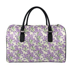 Watercolor Lavender Pattern Print Leather Duffle Bag