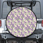 Watercolor Lavender Pattern Print Leather Spare Tire Cover