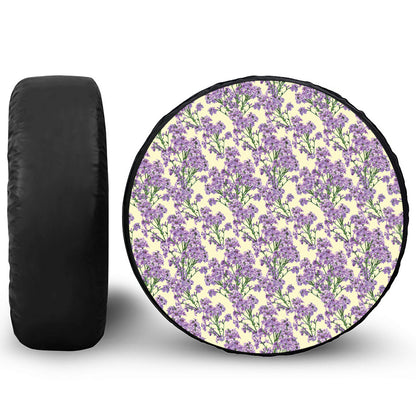 Watercolor Lavender Pattern Print Leather Spare Tire Cover