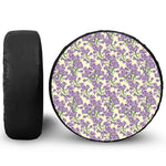 Watercolor Lavender Pattern Print Leather Spare Tire Cover