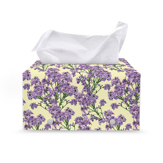 Watercolor Lavender Pattern Print Leather Tissue Box Cover