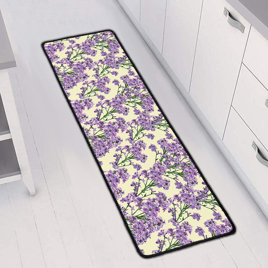 Watercolor Lavender Pattern Print Long Kitchen Mat