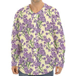 Watercolor Lavender Pattern Print Long Sleeve Baseball Jersey