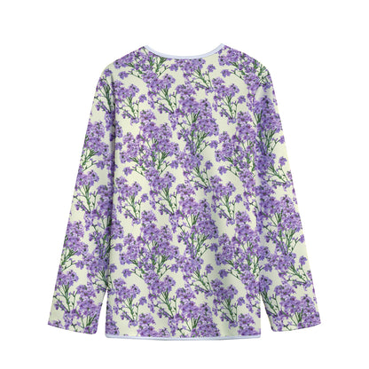 Watercolor Lavender Pattern Print Long Sleeve Short Coat
