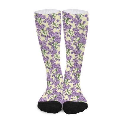 Watercolor Lavender Pattern Print Long Socks