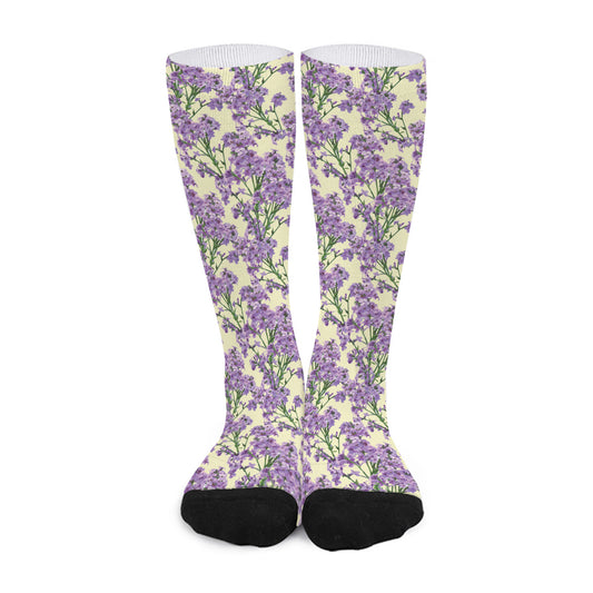 Watercolor Lavender Pattern Print Long Socks