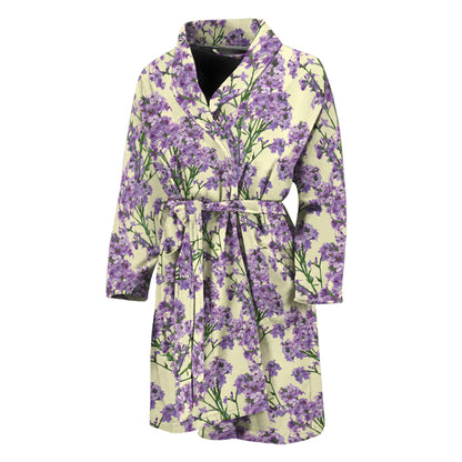 Watercolor Lavender Pattern Print Men's Bathrobe