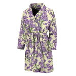 Watercolor Lavender Pattern Print Men's Bathrobe