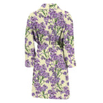 Watercolor Lavender Pattern Print Men's Bathrobe