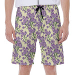 Watercolor Lavender Pattern Print Men's Beach Shorts